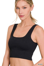 Load image into Gallery viewer, RIBBED SQUARE NECK CROPPED TANK TOP W/ BRA PADS