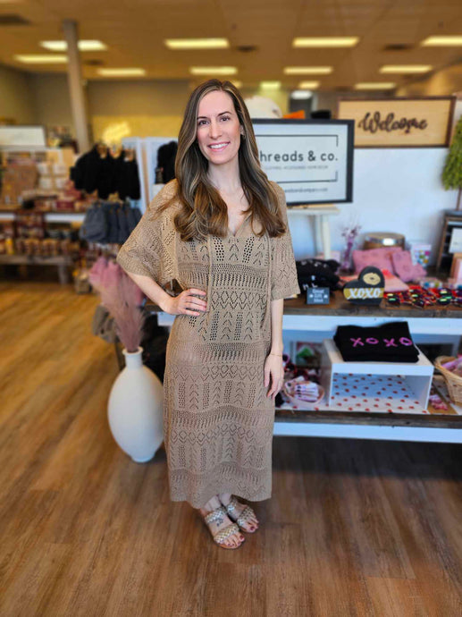 TAUPE OPEN KNIT COVER UP