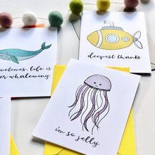 Load image into Gallery viewer, Pun Fun Cards - Seas the Day Card Set - Ocean Sea Life Notes