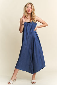 DENIM BLUE WIDE LEG ROMPER
