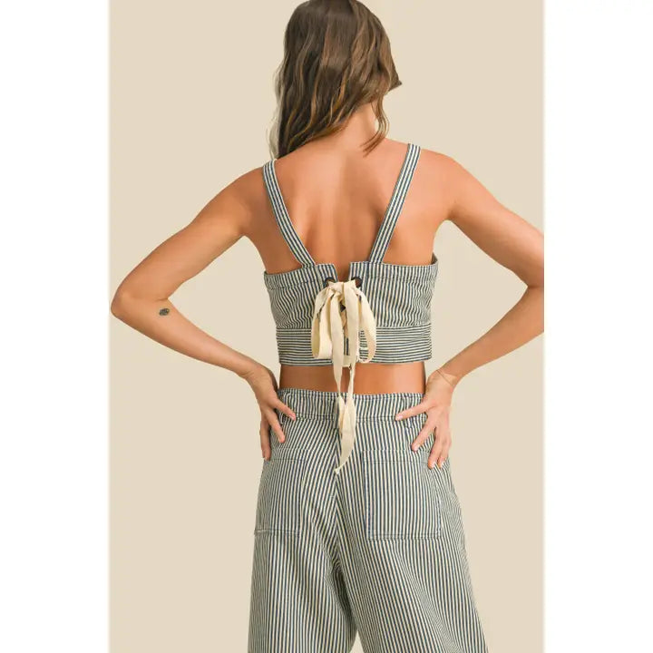 BLUE STRIPE PANT SET