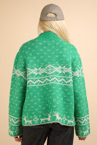 GREEN NORDIC SWEATER