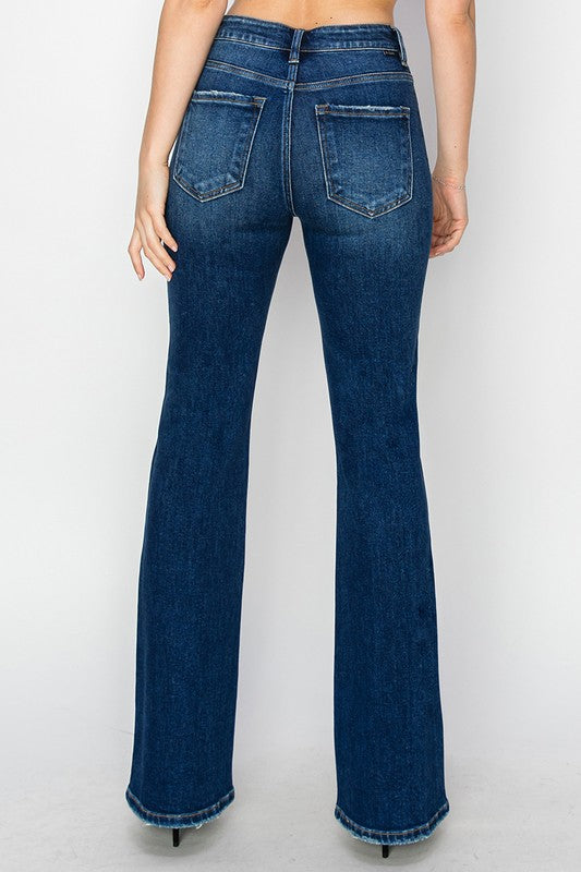 RISEN: DARK HIGH RISE BOOTCUT JEANS