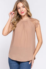 Load image into Gallery viewer, KHAKI LACE SLEEVE TOP