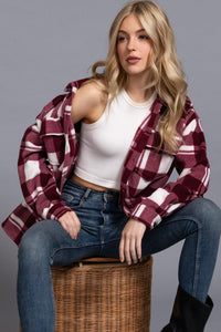 Maroon and White Plaid Shacket