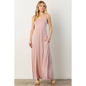 BLUSH JERSEY SLEEVELESS EMPIRE WAIST MAXI DRESS Threads & Co BLUSH JERSEY SLEEVELESS EMPIRE WAIST MAXI DRESS Threads & Co