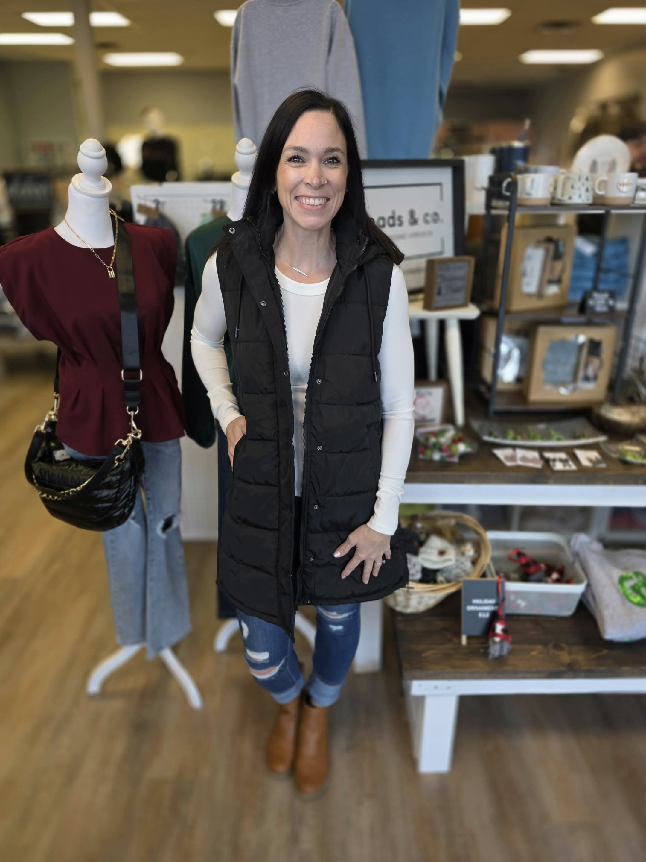 Black Long Puffer Vest