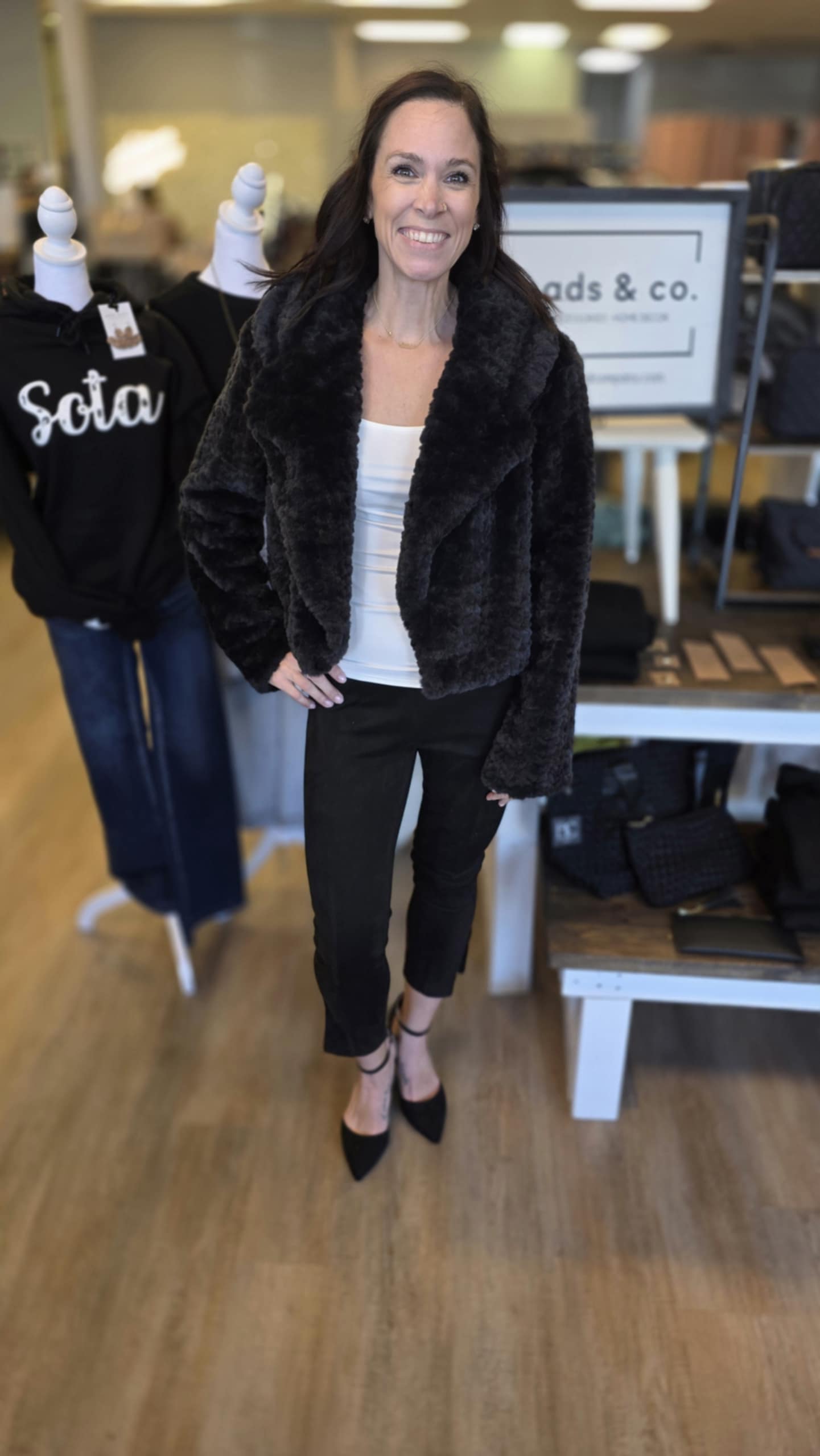 BLACK FAUX FUR JACKET