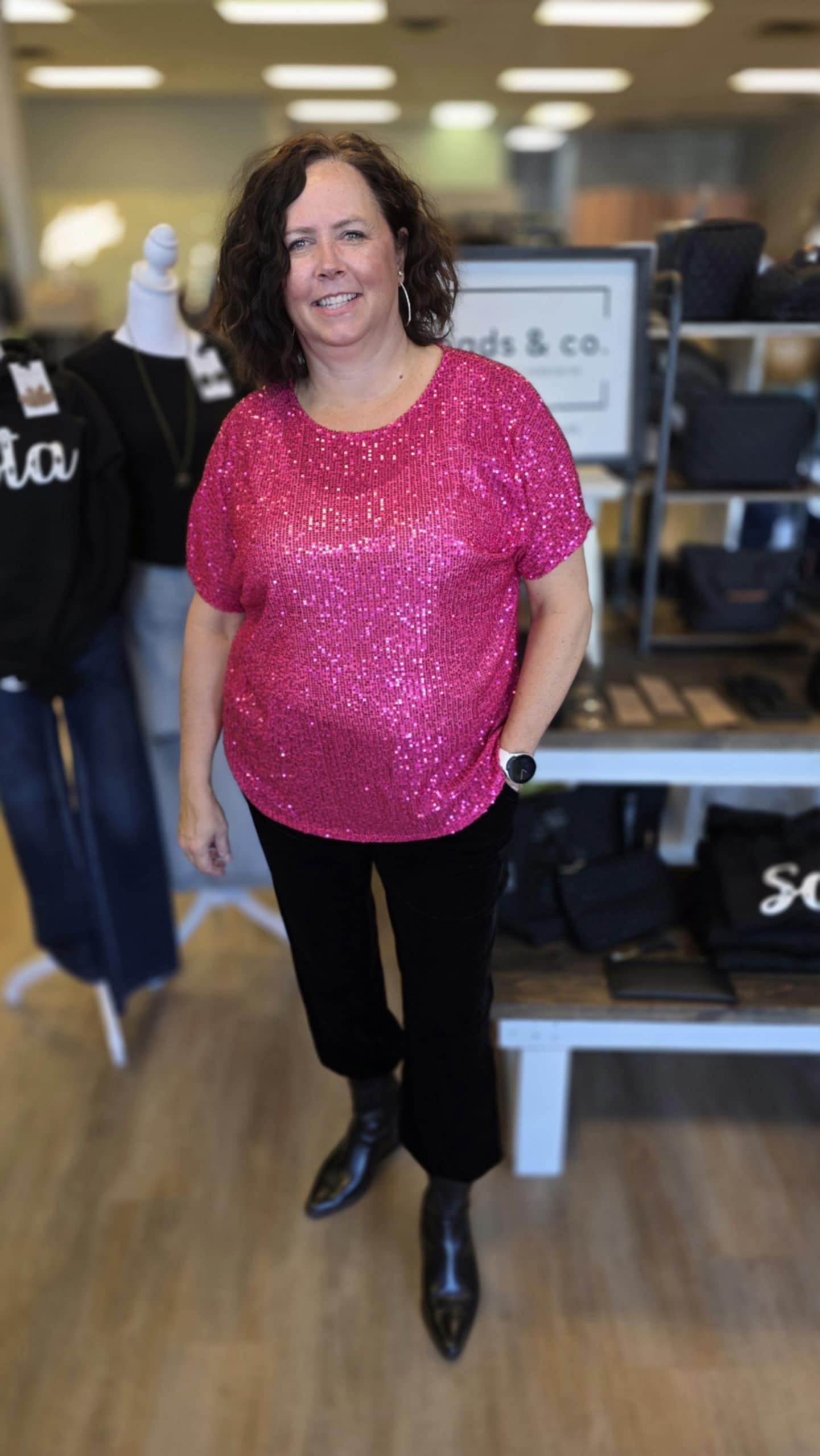 FUSCHIA SEQUINS TOP