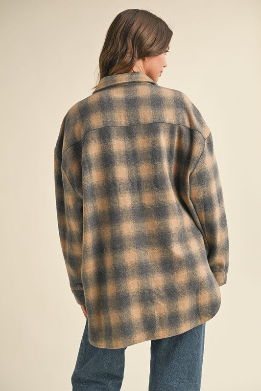 TAUPE PLAID SHACKET
