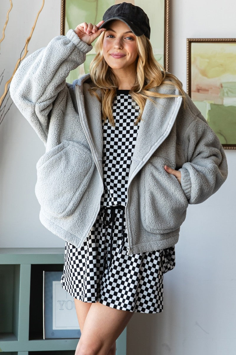 Light Grey Oversized Hooded Jacket