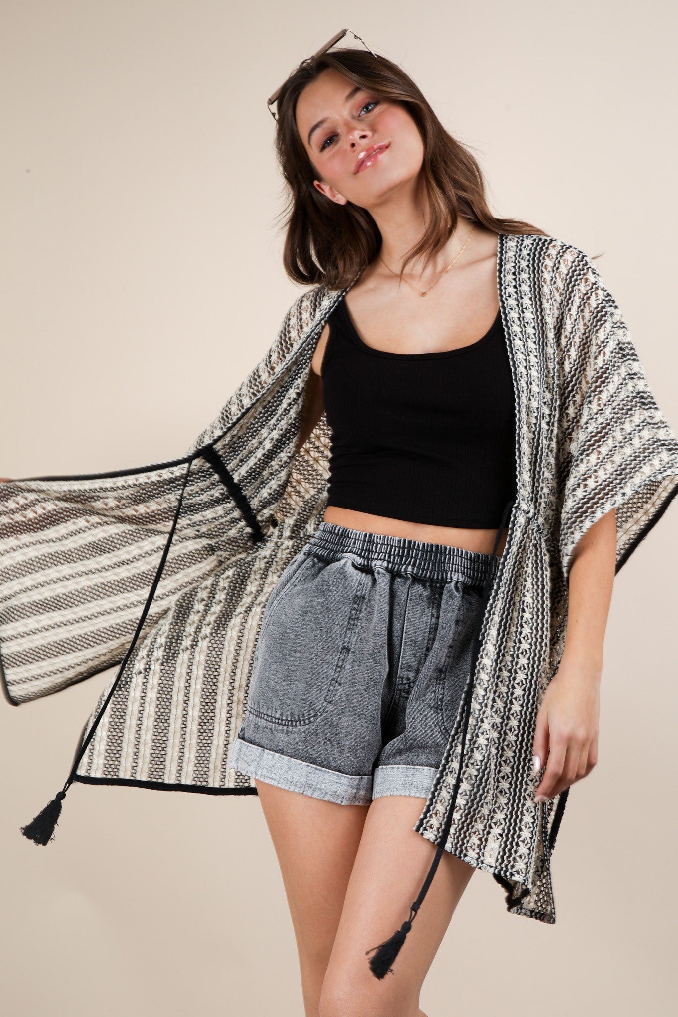 STRIPED BOHO CARDIGAN
