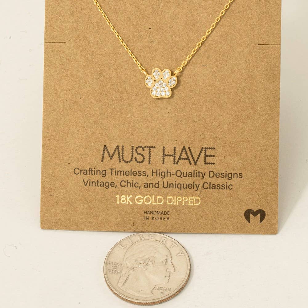 Dog Paw Print Charm Necklace