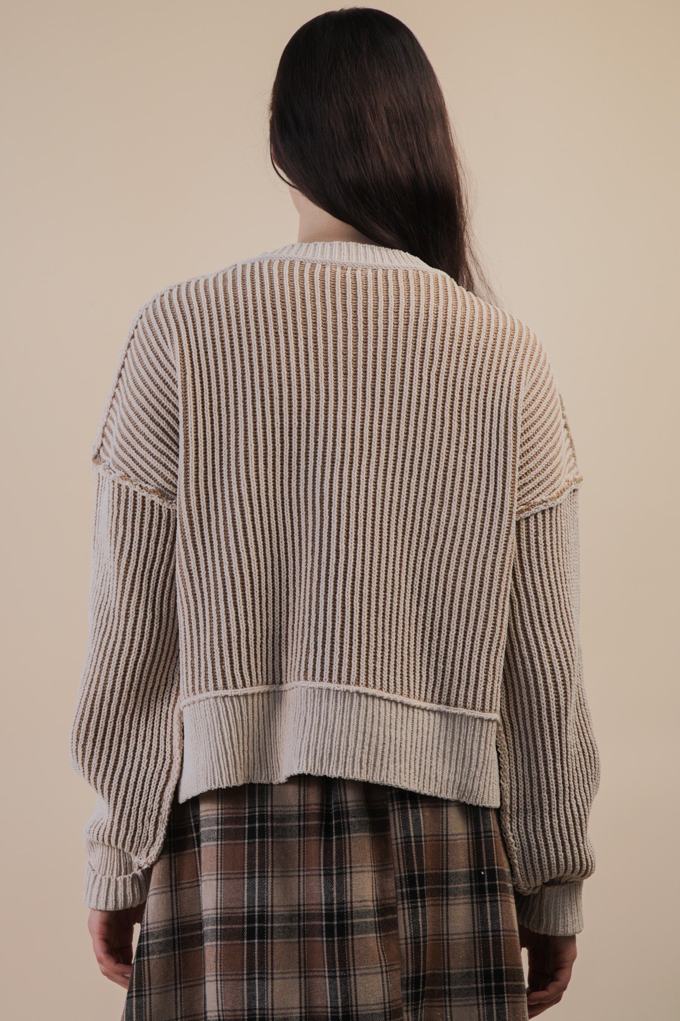 Ivory Two Tone Striped Sweater