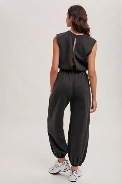 SLEEVELESS KNIT ACTIVE ROMPER (ASH)