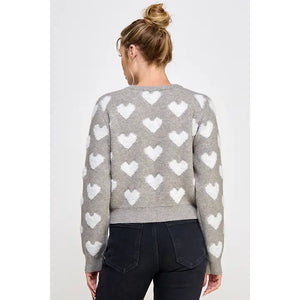 HEATHER GREY HEART SWEATER