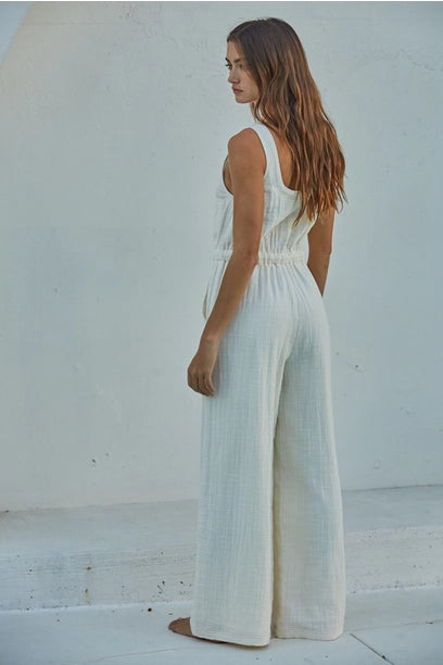 SLEEVELESS WIDE LEG ROMPER