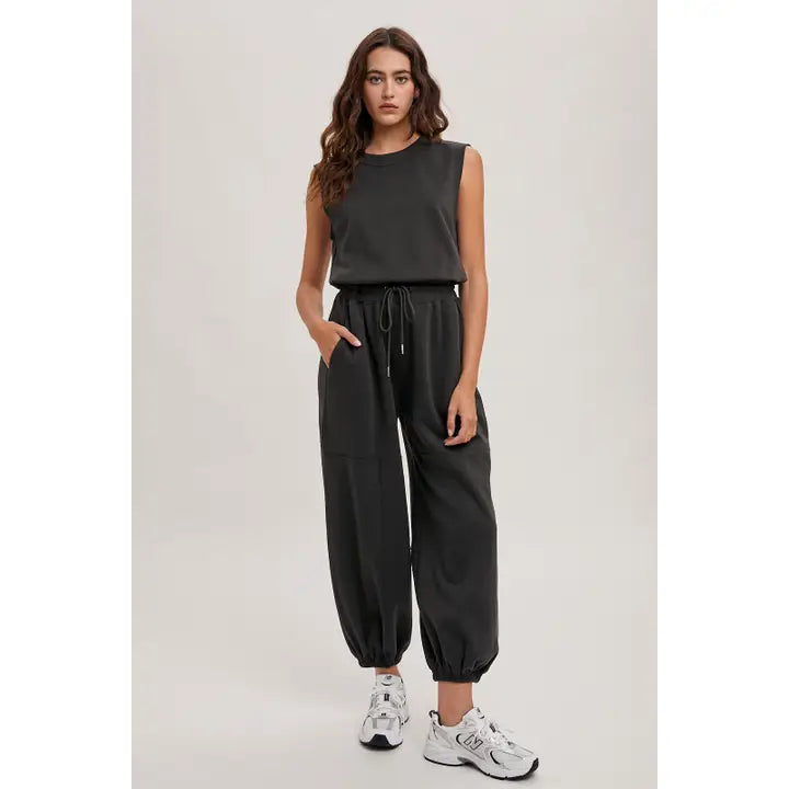 SLEEVELESS KNIT ACTIVE ROMPER (ASH)