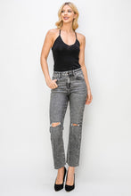 Load image into Gallery viewer, RISEN: BLACK DISTRESSED JEANS