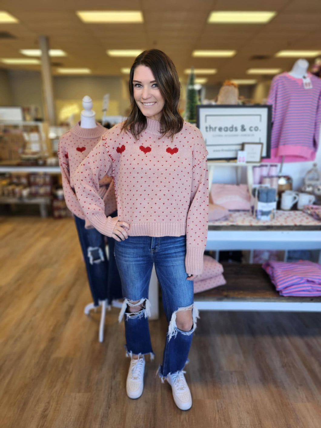 PINK HEART SWEATER