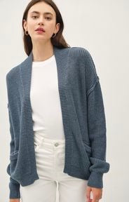 DARK BLUE CHUNKY KNIT CARDIGAN