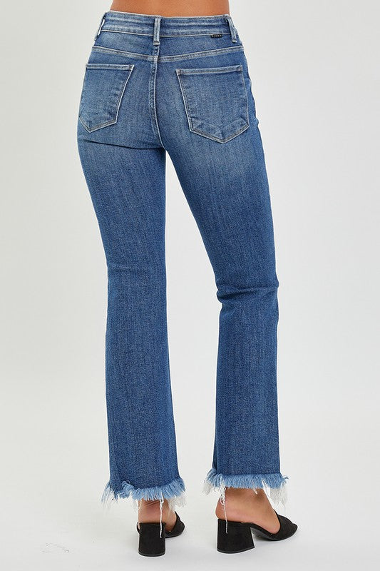 RISEN: MEDIUM FRAY HEM BOOTCUT JEANS
