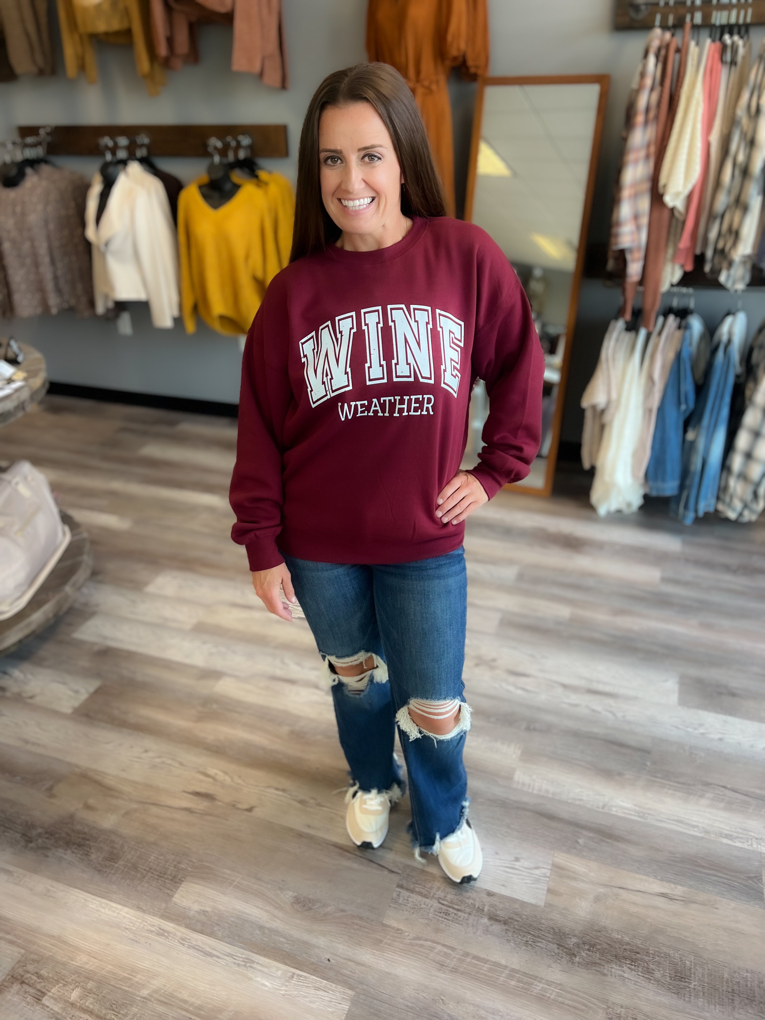WINE WEATHER CREW SWEATSHIRT