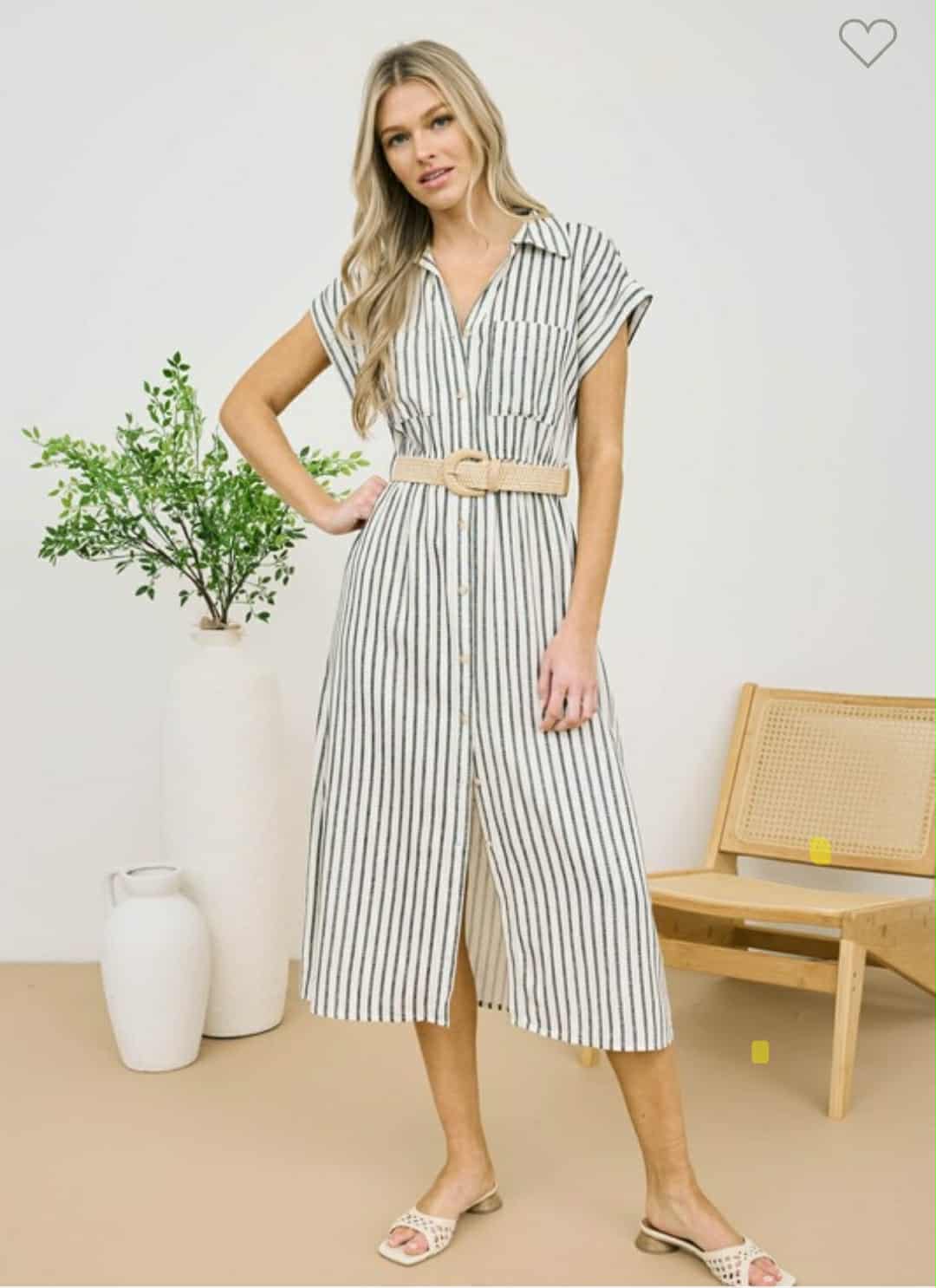 STRIPE BUTTON DOWN DRESS
