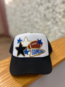 Blue and Black Football Trucker Hat