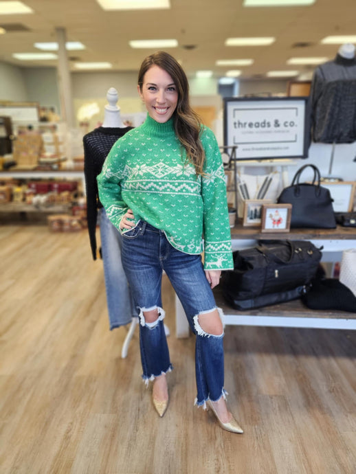 GREEN NORDIC SWEATER