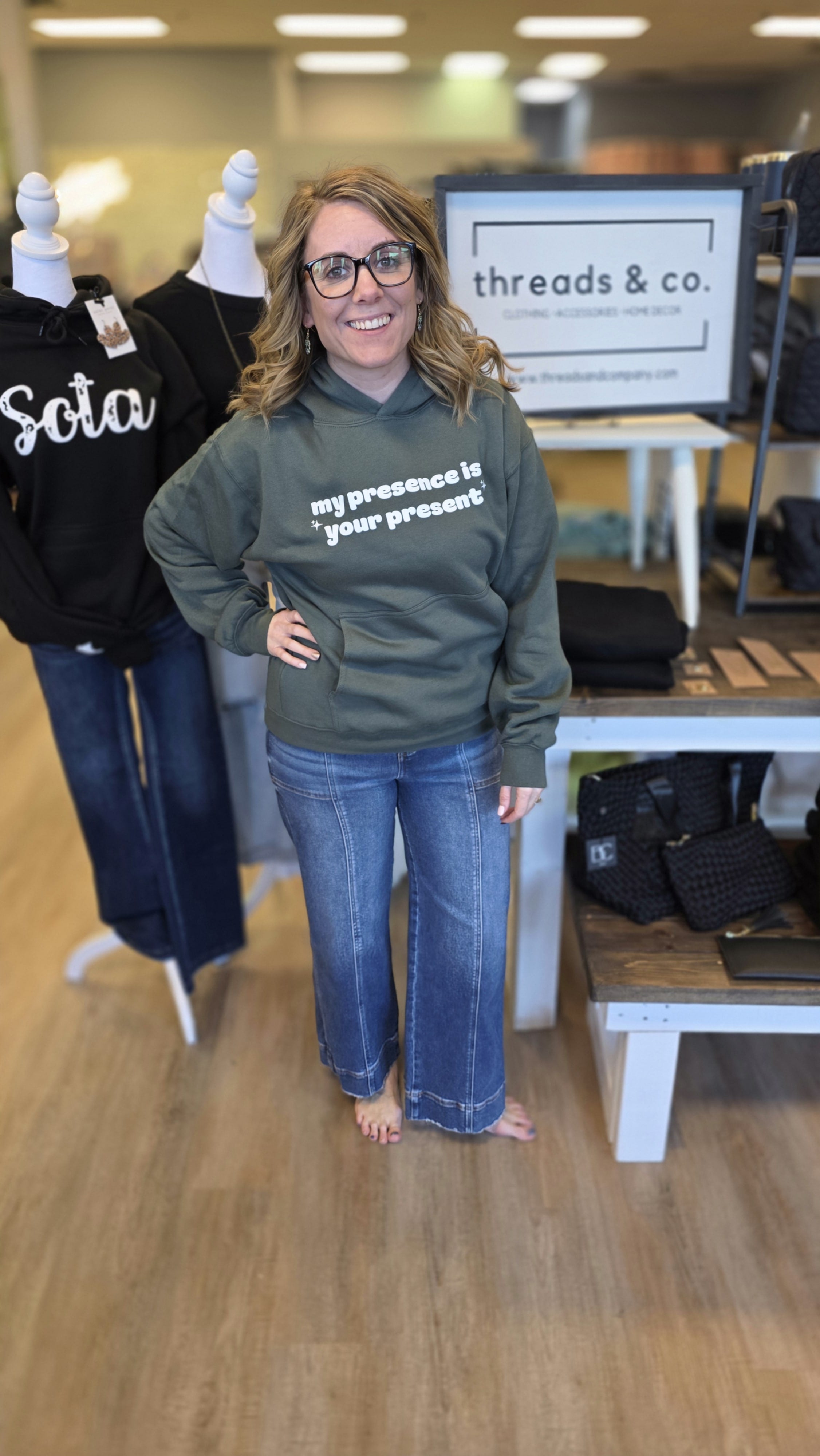 MY PRESENCE IS YOUR PRESENT GREEN HOODIE