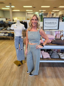 BLUE STRIPE PANT SET