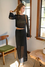 Load image into Gallery viewer, BLACK OPEN WEAVE CROPPED TOP + SKIRT