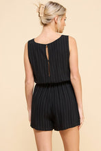 Load image into Gallery viewer, BLACK STRIPED LINEN ROMPER