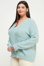 Load image into Gallery viewer, LIGHT BLUE COZY V-NECK SWEATER