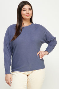 BLUE TEXTURED SLEEVE TOP