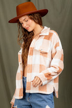 Load image into Gallery viewer, BLUSH FUZZY PLAID SHACKET