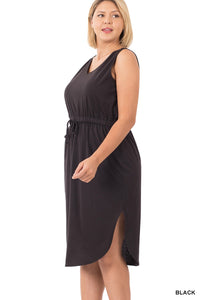 BLACK DRESS W/ DRAWSTRING WAIST