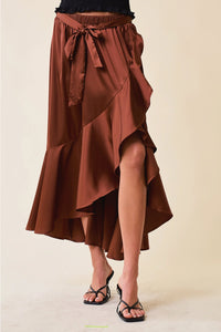 RUST SATIN SKIRT