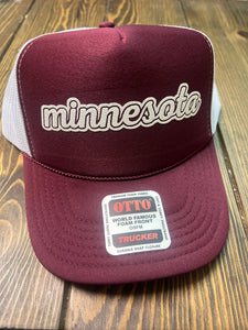 Minnesota Trucker Hat (maroon+white)