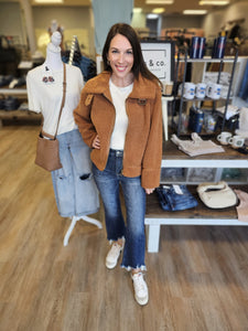 Camel Sherpa Jacket With Buckle Detail