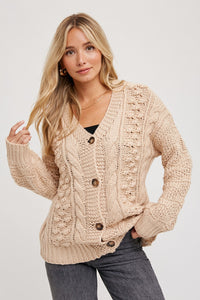 CABLE KNIT SWEATER CARDIGAN