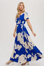 Load image into Gallery viewer, BLUE FLORAL PRINT MAXI DRESS