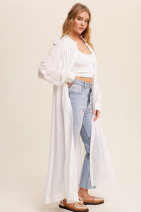 BUTTON DOWN MAXI DRESS AND CARDIGAN (WHITE)