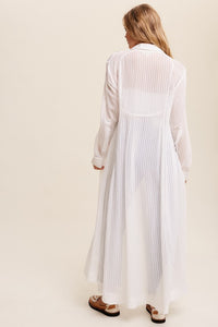 BUTTON DOWN MAXI DRESS AND CARDIGAN (WHITE)