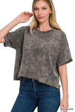 Load image into Gallery viewer, ACID WASHED CROP TOP (ASH BLACK)