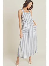 Load image into Gallery viewer, DENIM + WHITE STRIPED DRESS