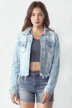 Load image into Gallery viewer, RISEN: LIGHT DISTRESSED JEAN JACKET