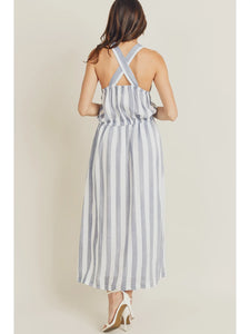 DENIM + WHITE STRIPED DRESS