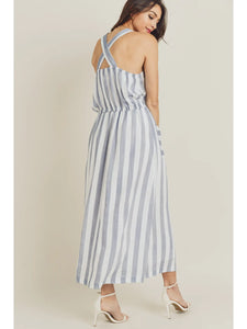 DENIM + WHITE STRIPED DRESS